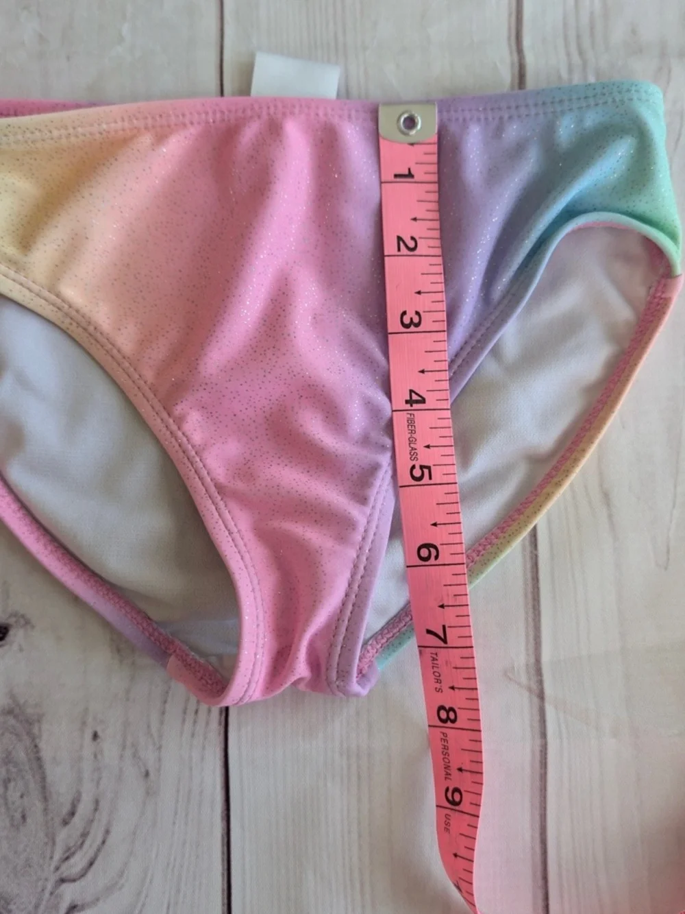 Kinnly girls Swim bikini bottoms rainbow pastel size 6X sparkle swimming beach